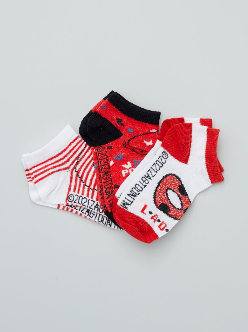 Lot de 3 paires de chaussettes 'Miraculous' Rouge/Blanc - Kiabi