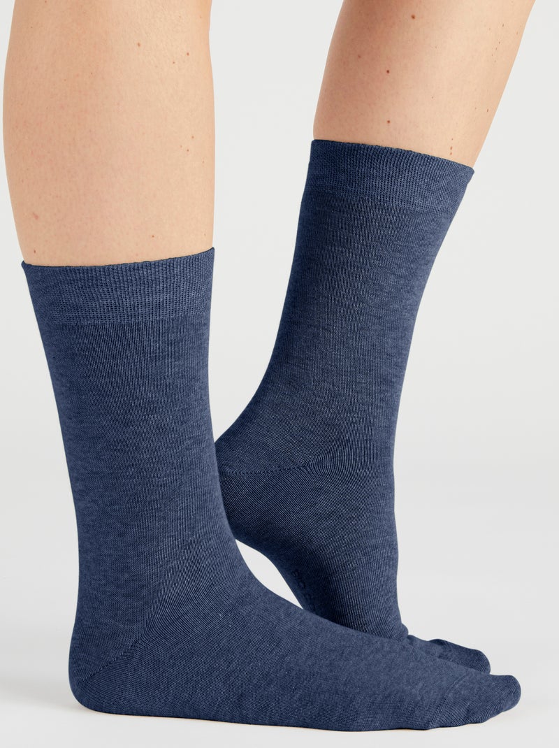 Lot de 3 paires de chaussettes mixtes en coton biologique majoritaire - Damart Bleu marine - Kiabi