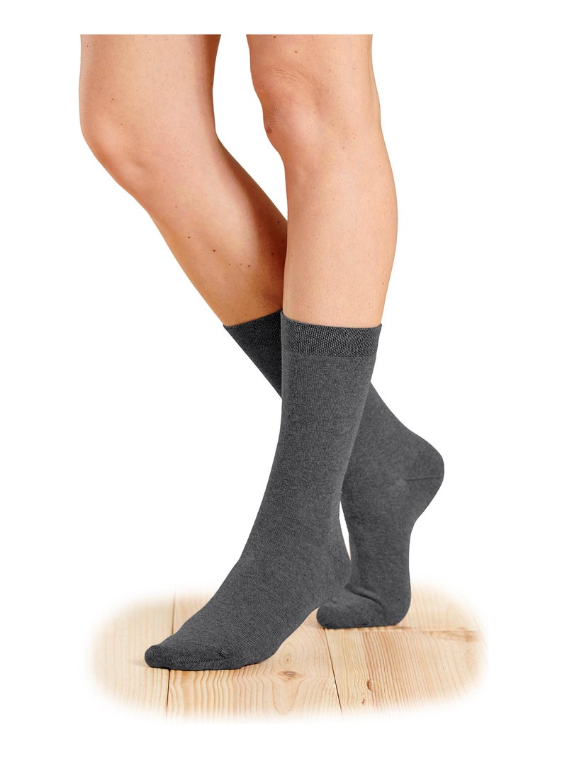 Lot de 3 paires de chaussettes mixtes en coton biologique majoritaire - Damart Gris - Kiabi