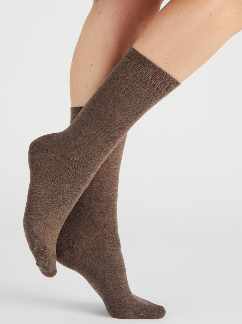 Lot de 3 paires de chaussettes mixtes en coton biologique majoritaire - Damart Marron - Kiabi
