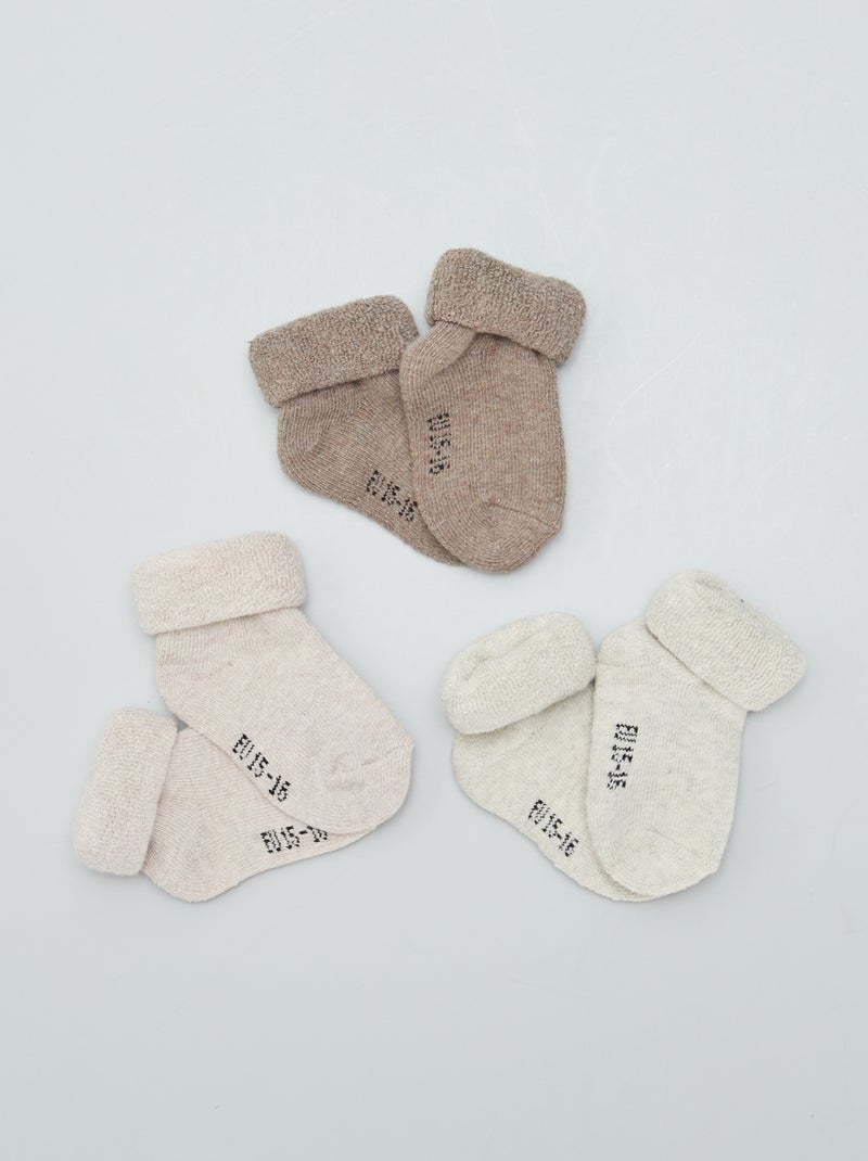 Lot de 3 paires de chaussettes naissance BEIGE_SET - Kiabi
