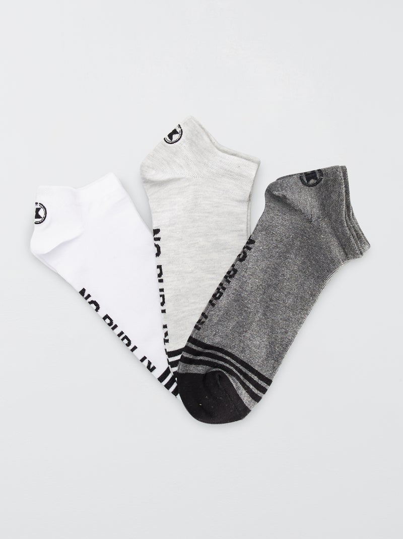 Lot de 3 paires de chaussettes 'No Publik' gris/blanc - Kiabi