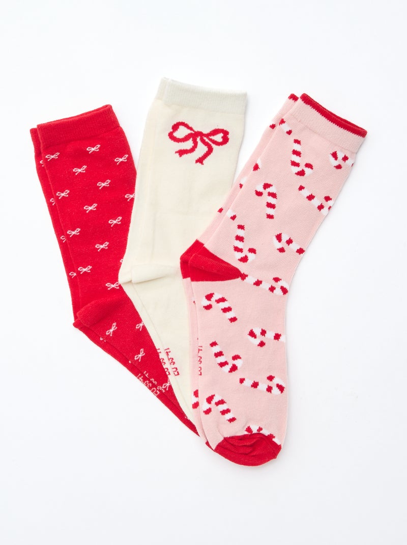 Lot de 3 paires de chaussettes Noël en coton jersey Gris - Kiabi