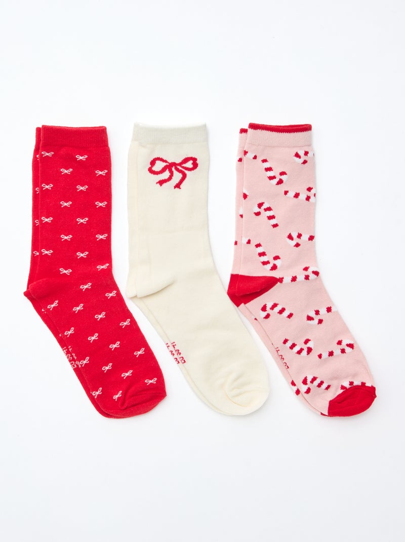 Lot de 3 paires de chaussettes Noël en coton jersey Gris - Kiabi