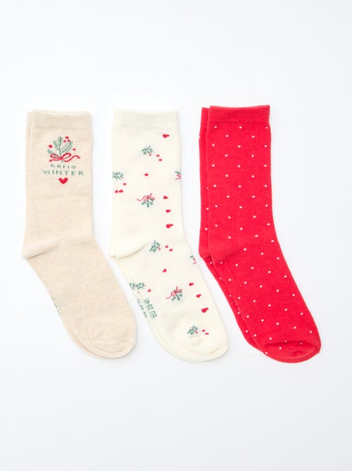 Lot de 3 paires de chaussettes Noël en coton jersey - Kiabi