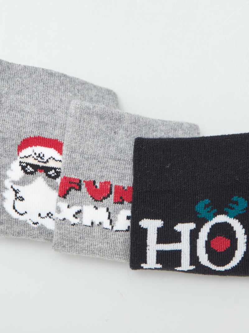 Lot de 3 paires de chaussettes 'noël' Gris - Kiabi