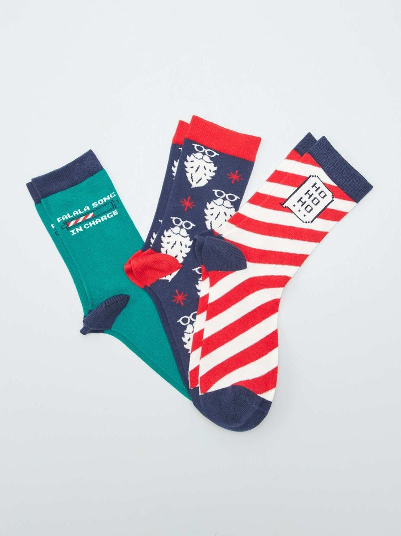 Lot de 3 paires de chaussettes 'noël' Rouge - Kiabi