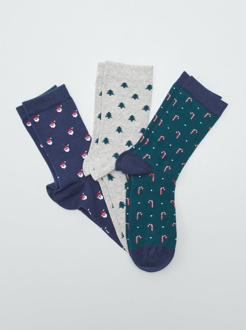 Lot de 3 paires de chaussettes 'noël' Vert - Kiabi