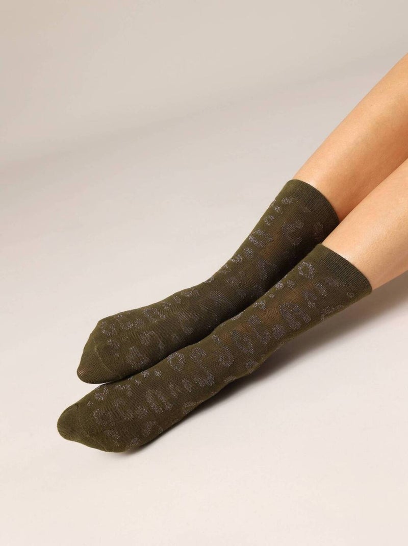 Lot de 3 paires de chaussettes pailletées
 'Deeluxe' Kaki - Kiabi