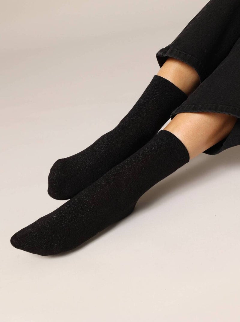 Lot de 3 paires de chaussettes pailletées
 'Deeluxe' Noir - Kiabi