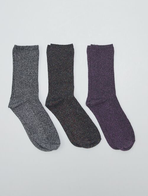 Lot de 3 paires de chaussettes pailletées - Kiabi