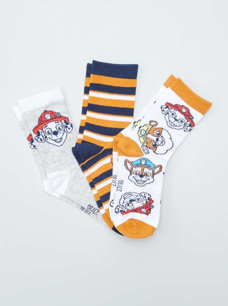Lot de 3 paires de chaussettes 'Pat' Patrouille' Blanc/gris/orange - Kiabi