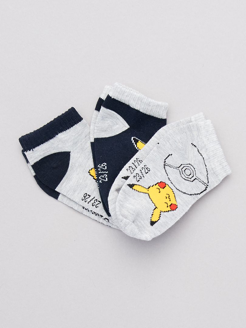 Lot de 3 chaussettes 'Pokemon' - gris - Kiabi - 5.00€