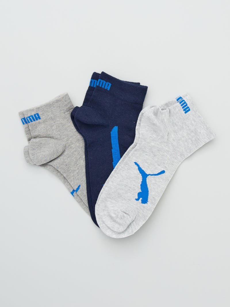 Lot de 3 paires de chaussettes 'Puma' gris/bleu - Kiabi