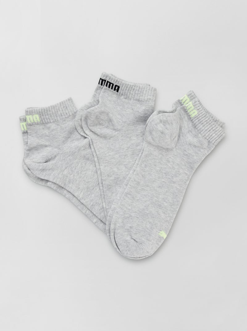 Lot de 3 paires de chaussettes 'Puma' gris/vert - Kiabi