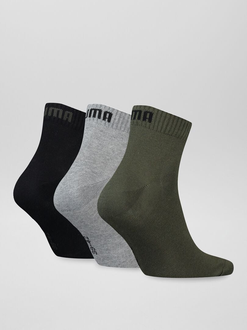 Lot de 3 paires de chaussettes 'Puma' Noir/gris kaki - Kiabi
