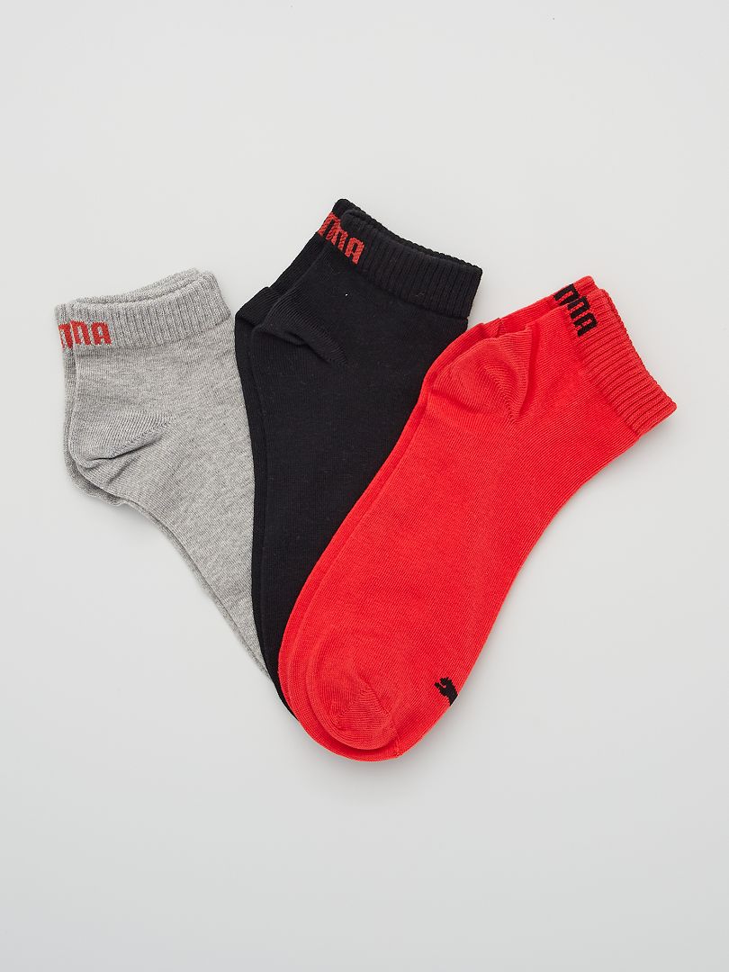 Lot de 3 paires de chaussettes 'Puma' rouge/gris/noir - Kiabi