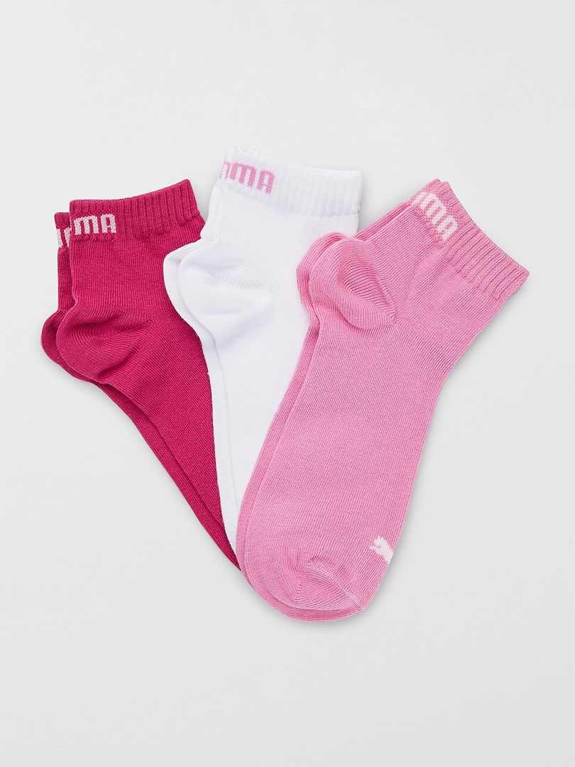 Lot de 3 paires de chaussettes 'Puma' tige courte rose/blanc - Kiabi
