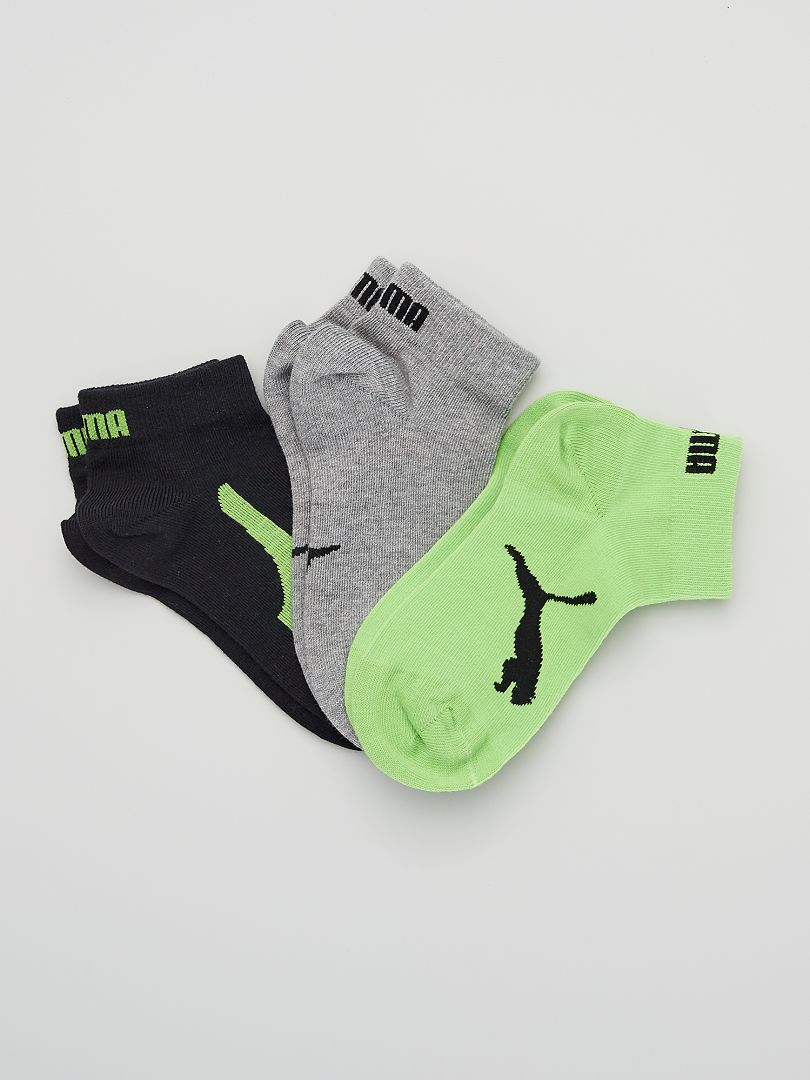 Lot de 3 paires de chaussettes 'Puma' vert/noir/gris - Kiabi