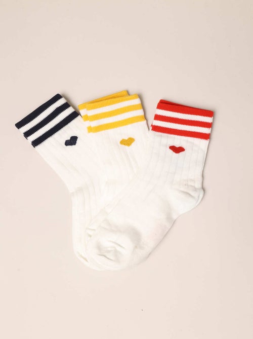 Lot de 3 paires de chaussettes rayées avec motif cœur
 'Deeluxe' - Kiabi