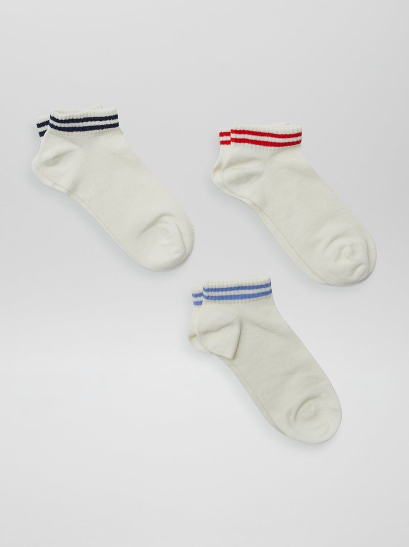 Lot de 3 paires de chaussettes rayées BLANC - Kiabi