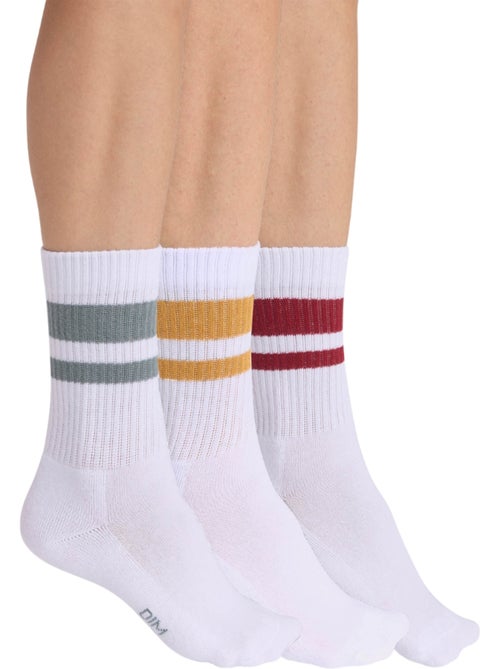 Lot de 3 paires de chaussettes rayées enfant Dim Sport - Kiabi Lot de 3 paires de chaussettes rayées enfant Dim Sport - Kiabi