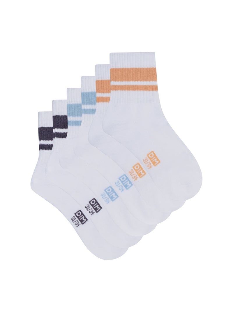 Lot de 3 paires de chaussettes rayées unisexe Dim Sport Blanc - Kiabi