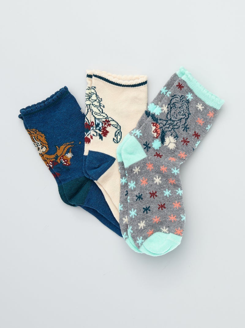 Lot de 3 paires de chaussettes 'Reine des Neiges' KAKI - Kiabi
