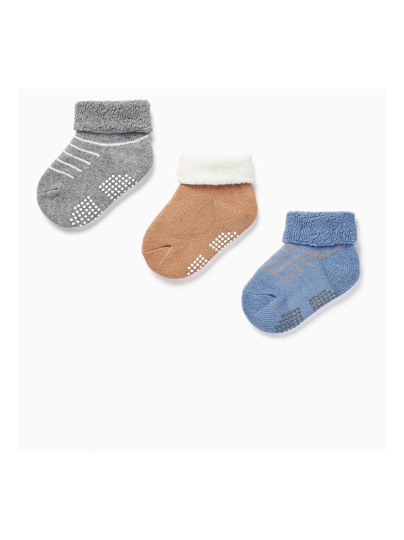 Lot de 3 Paires de Chaussettes Repliées pour Bébé Garçon   ESSENTIALS LINE Multicolore - Kiabi