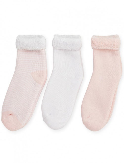 Lot de 3 paires de chaussettes rose et blanc (0-3 mois) - Kiabi