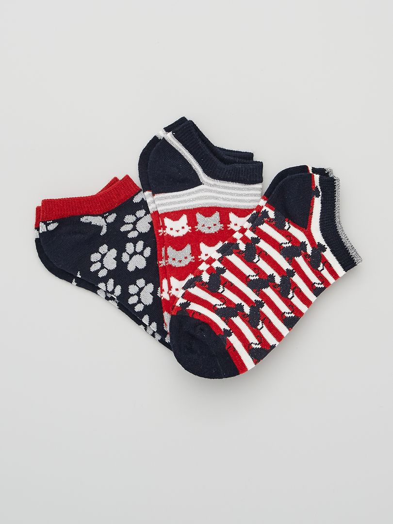 Lot 3 paires de chaussettes imprimé ski - Bleu/rouge - Kiabi - 6.00€