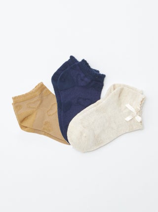 Lot de 3 paires de chaussettes socquettes en maille fantaisie