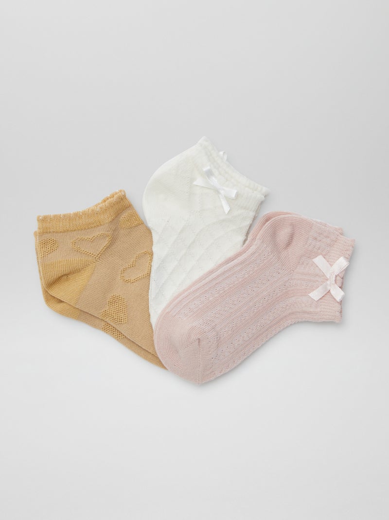 Lot de 3 paires de chaussettes socquettes en maille fantaisie Bleu - Kiabi