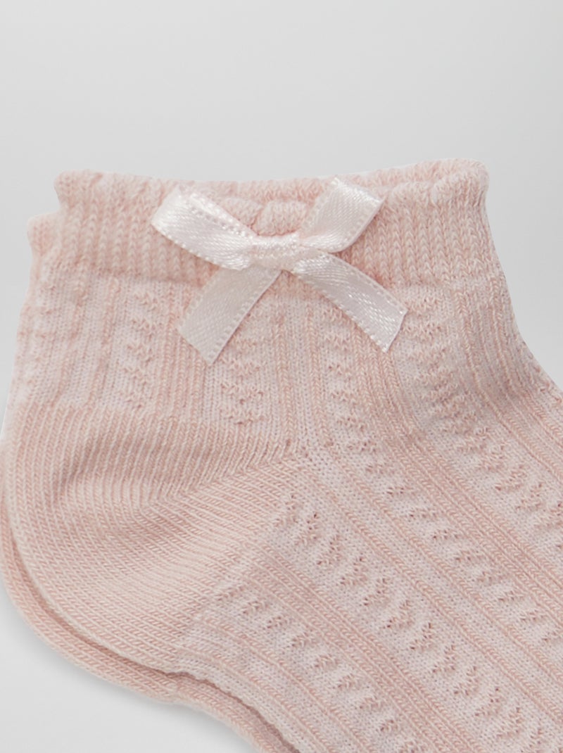 Lot de 3 paires de chaussettes socquettes en maille fantaisie Rose - Kiabi