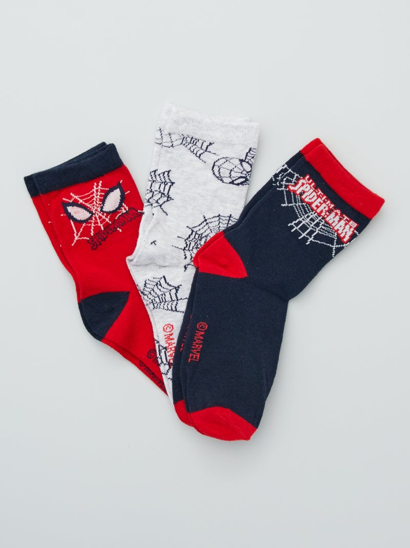 Lot de 3 paires de chaussettes 'Spider-Man' Bleu/Rouge - Kiabi