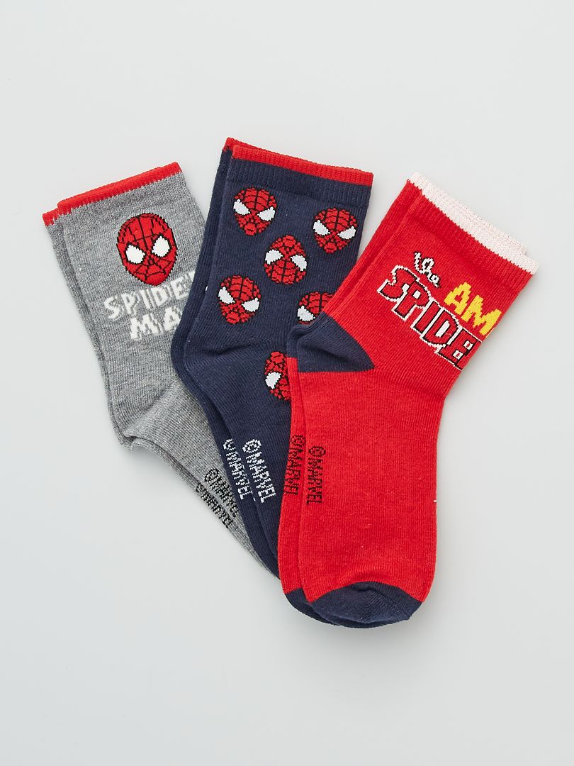 Lot de 3 paires de chaussettes 'Spider-Man' rouge - Kiabi
