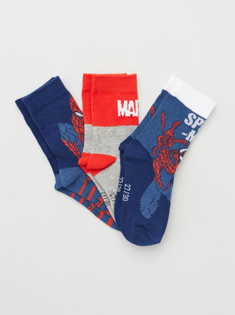 Lot de 3 paires de chaussettes 'Spiderman' marine/rouge - Kiabi