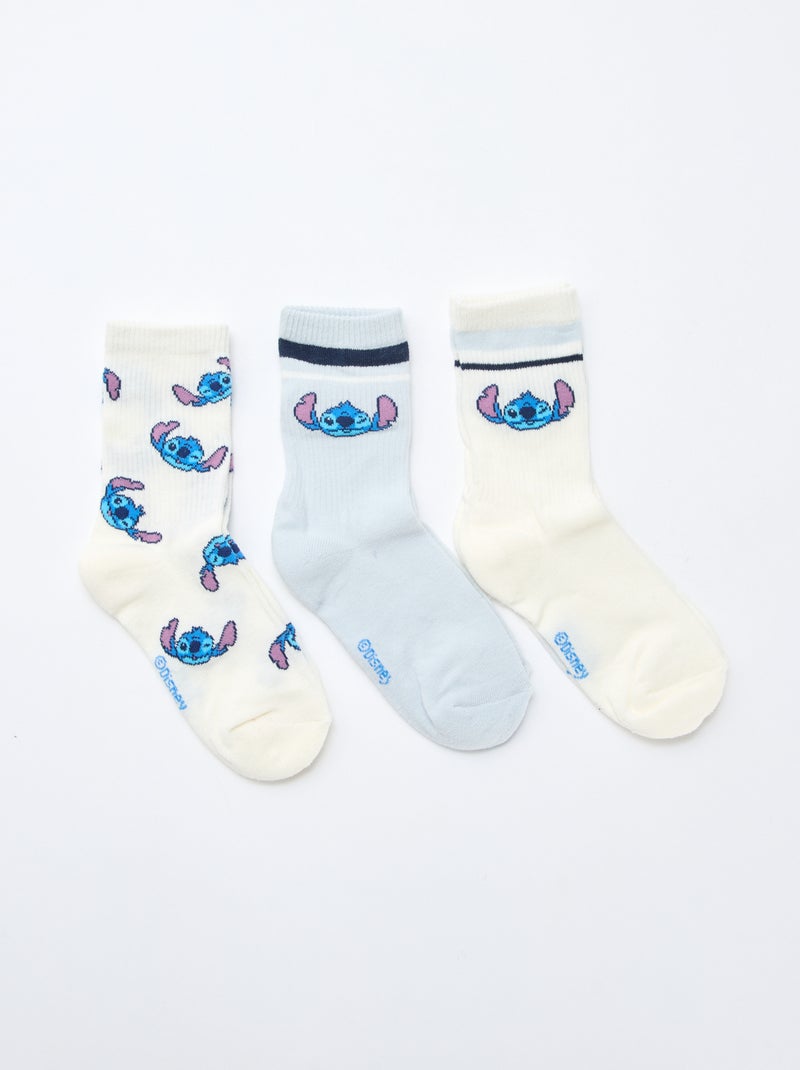 Lot de 3 paires de chaussettes 'Stitch' Bleu/blanc - Kiabi