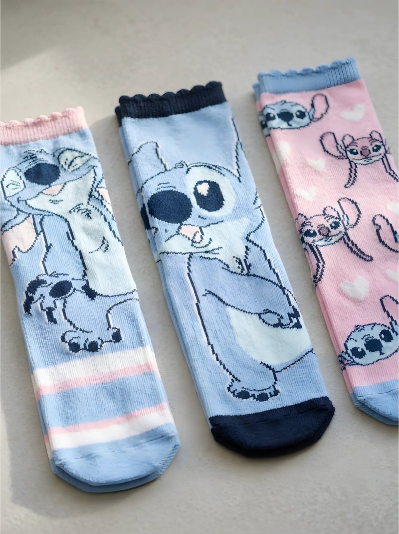 Lot de 3 paires de chaussettes stitch disney Multicolore - Kiabi