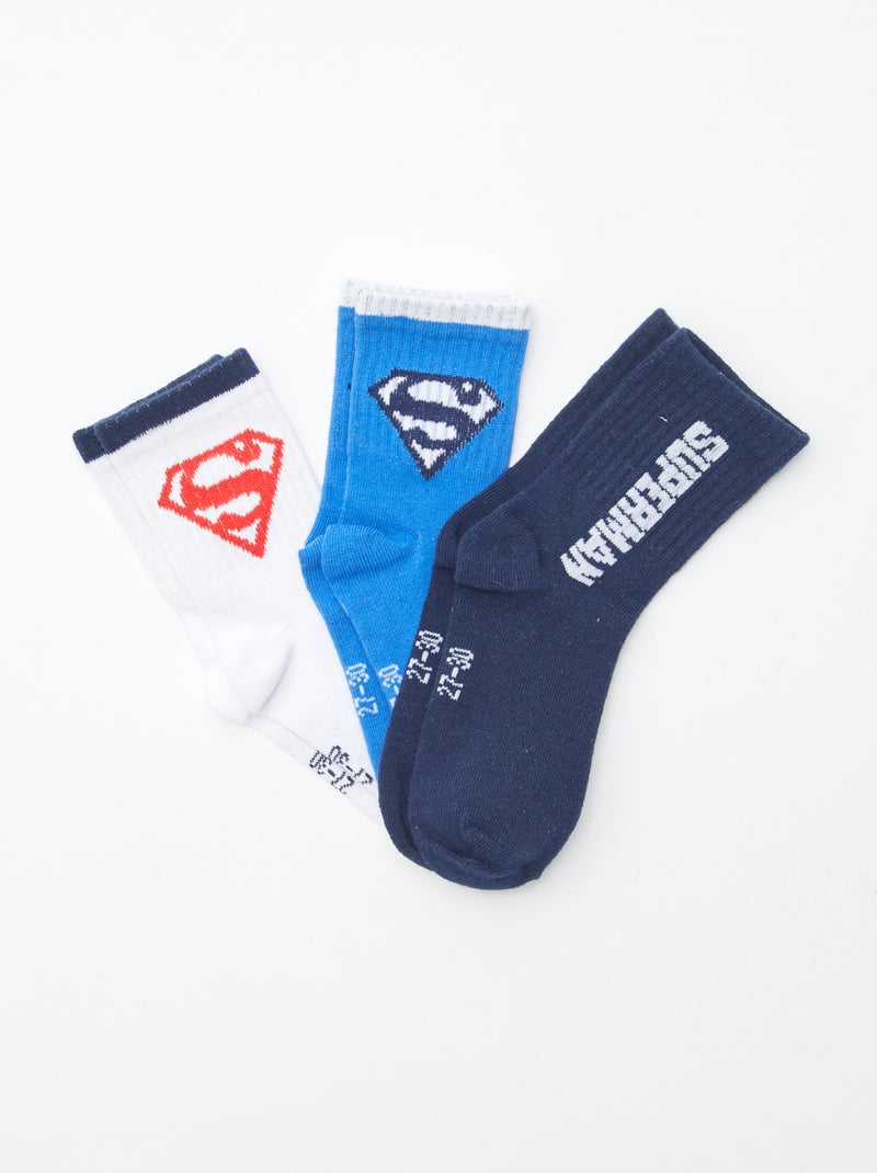 Lot de 3 paires de chaussettes 'Superman' Blanc/bleu/noir - Kiabi