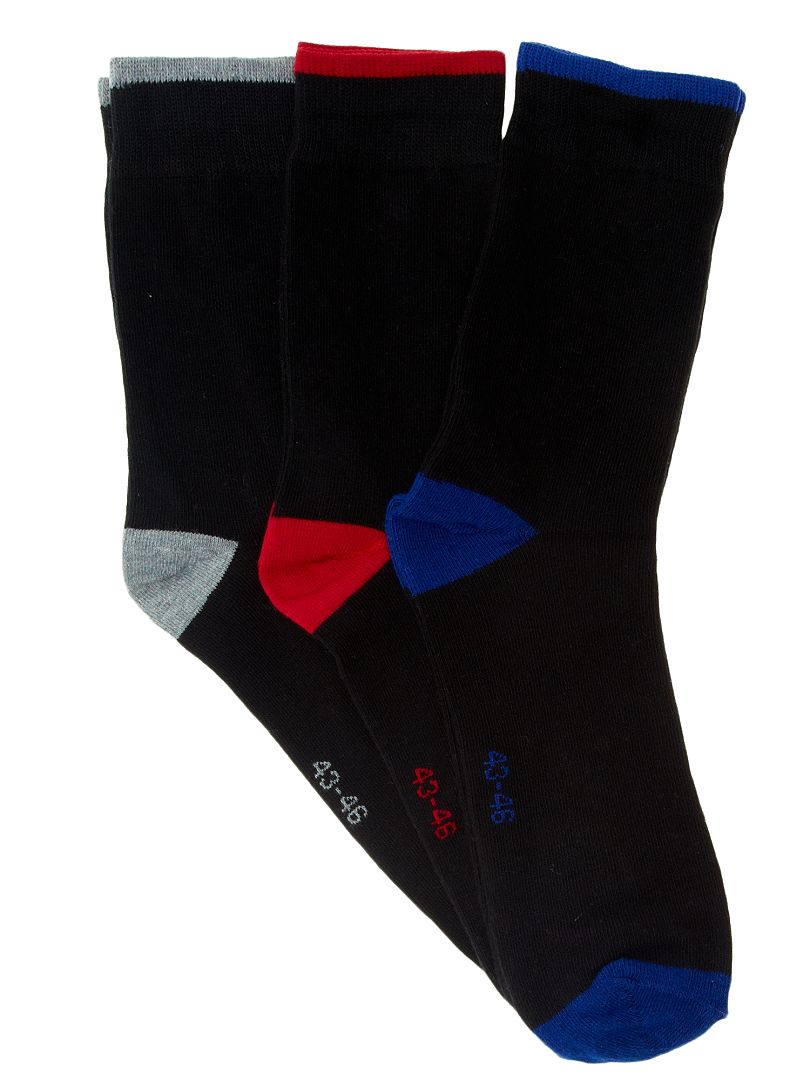 Lot de 3 paires de chaussettes talons contrastés noir - Kiabi