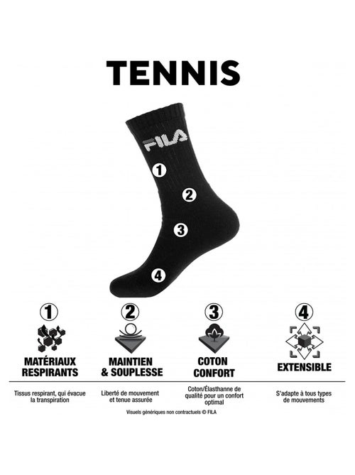Lot de 3 Paires de Chaussettes Tennis Fila - Kiabi