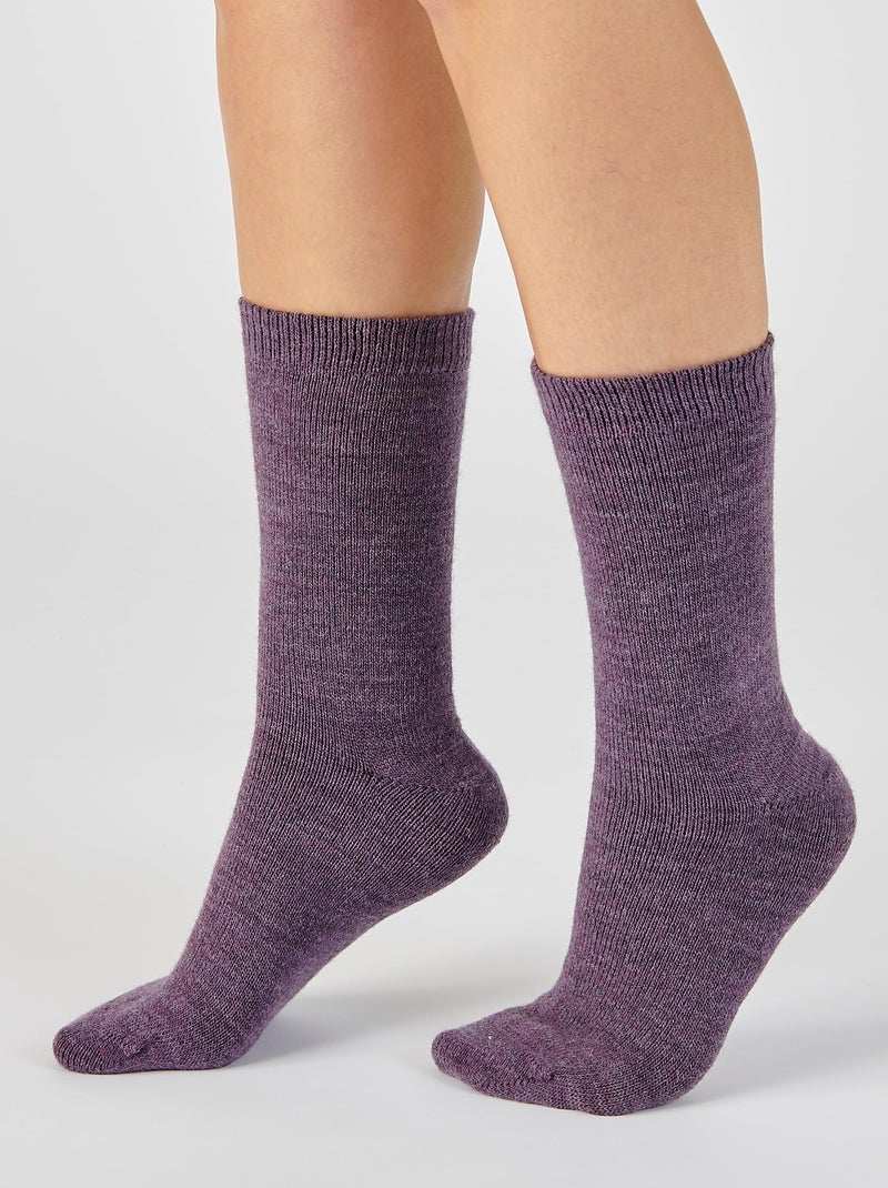 Lot de 3 paires de chaussettes Thermolactyl maille laineuse  - Damart Violet - Kiabi