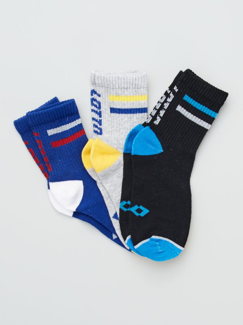Lot de 3 paires de chaussettes tige courte bleu/noir/gris - Kiabi