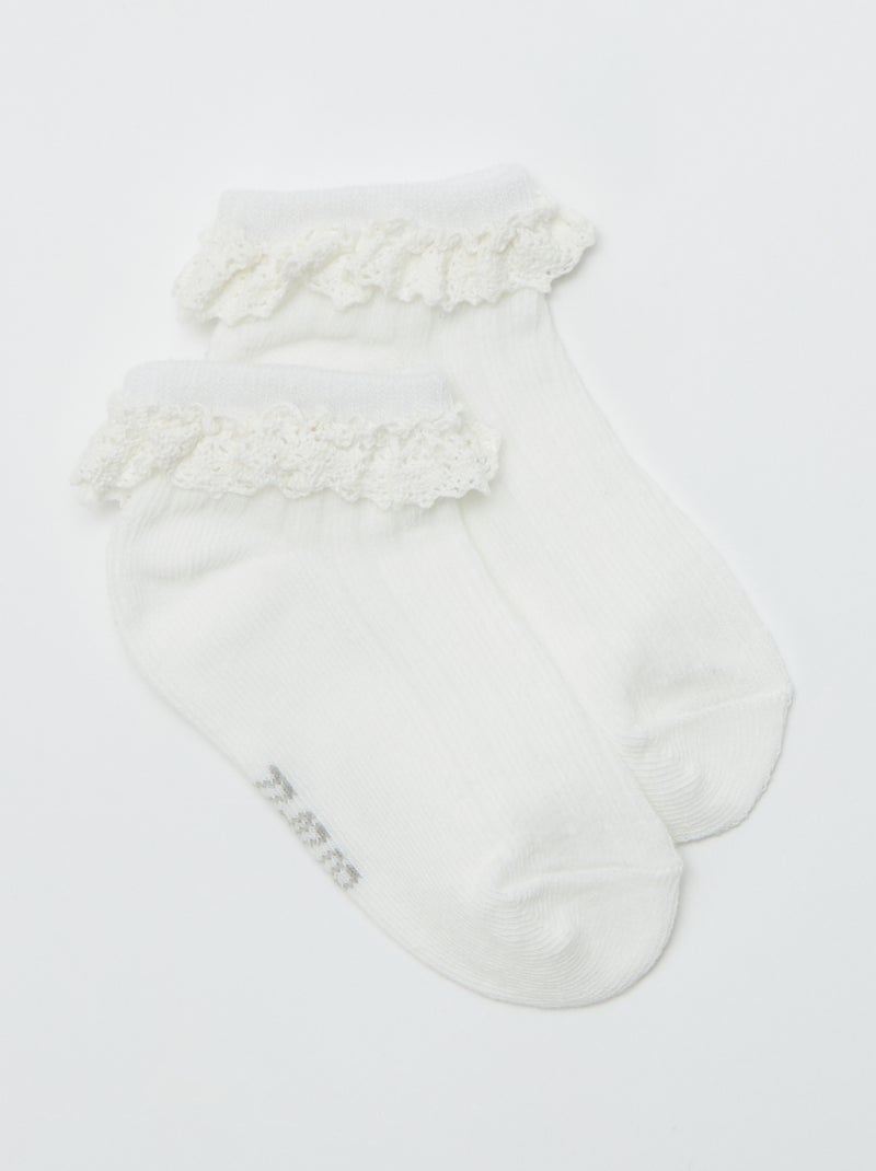 Lot de 3 paires de chaussettes volantées Blanc - Kiabi
