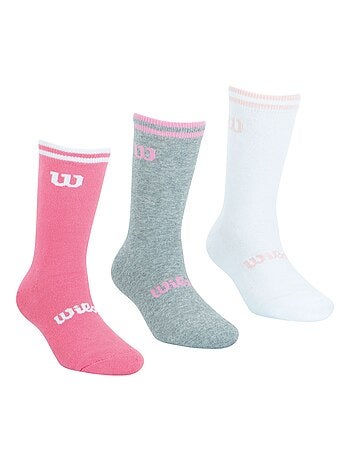 LOT DE 3 PAIRES DE CHAUSSETTES WILSON BLANC ROSE GRIS