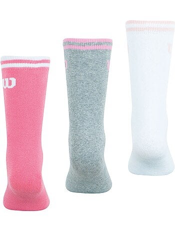 LOT DE 3 PAIRES DE CHAUSSETTES WILSON BLANC ROSE GRIS