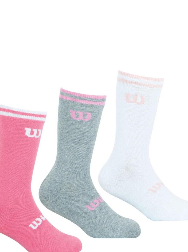 LOT DE 3 PAIRES DE CHAUSSETTES WILSON BLANC ROSE GRIS Rose - Kiabi