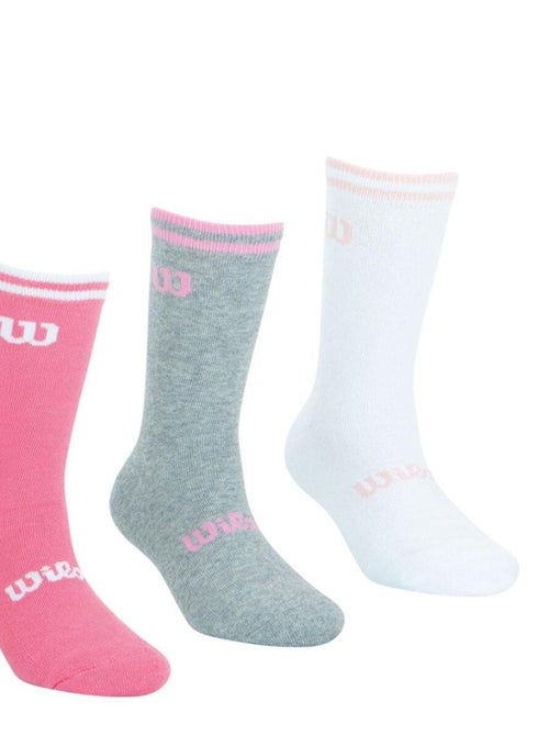 LOT DE 3 PAIRES DE CHAUSSETTES WILSON BLANC ROSE GRIS - Kiabi