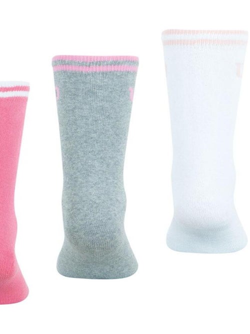 LOT DE 3 PAIRES DE CHAUSSETTES WILSON BLANC ROSE GRIS - Kiabi